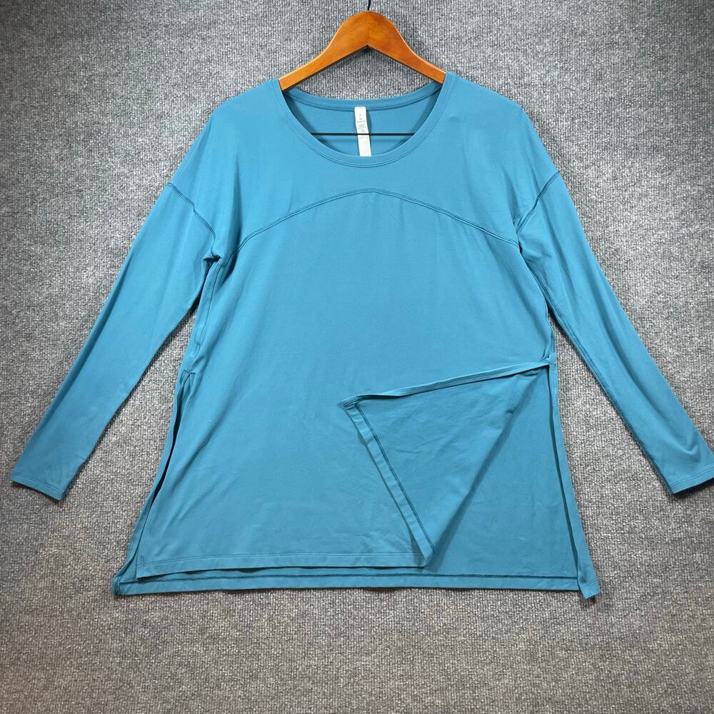 Lululemon Side Split Long Sleeve Top Women's 8 Blue Activewear Workout Yoga